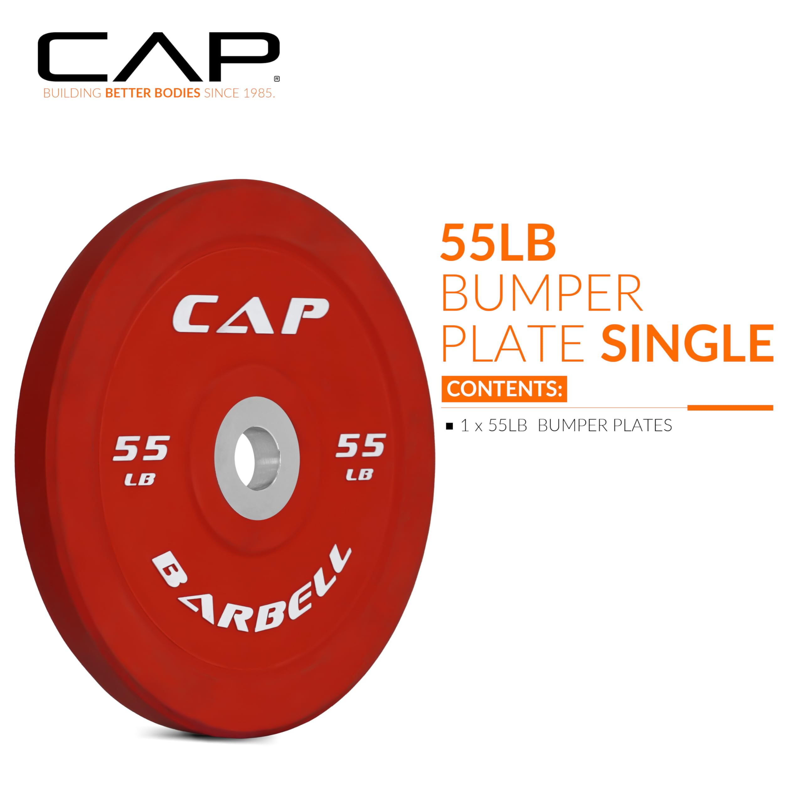 Cap Barbell Best Olympic Bumper Plate, Red, 55 Lb Single