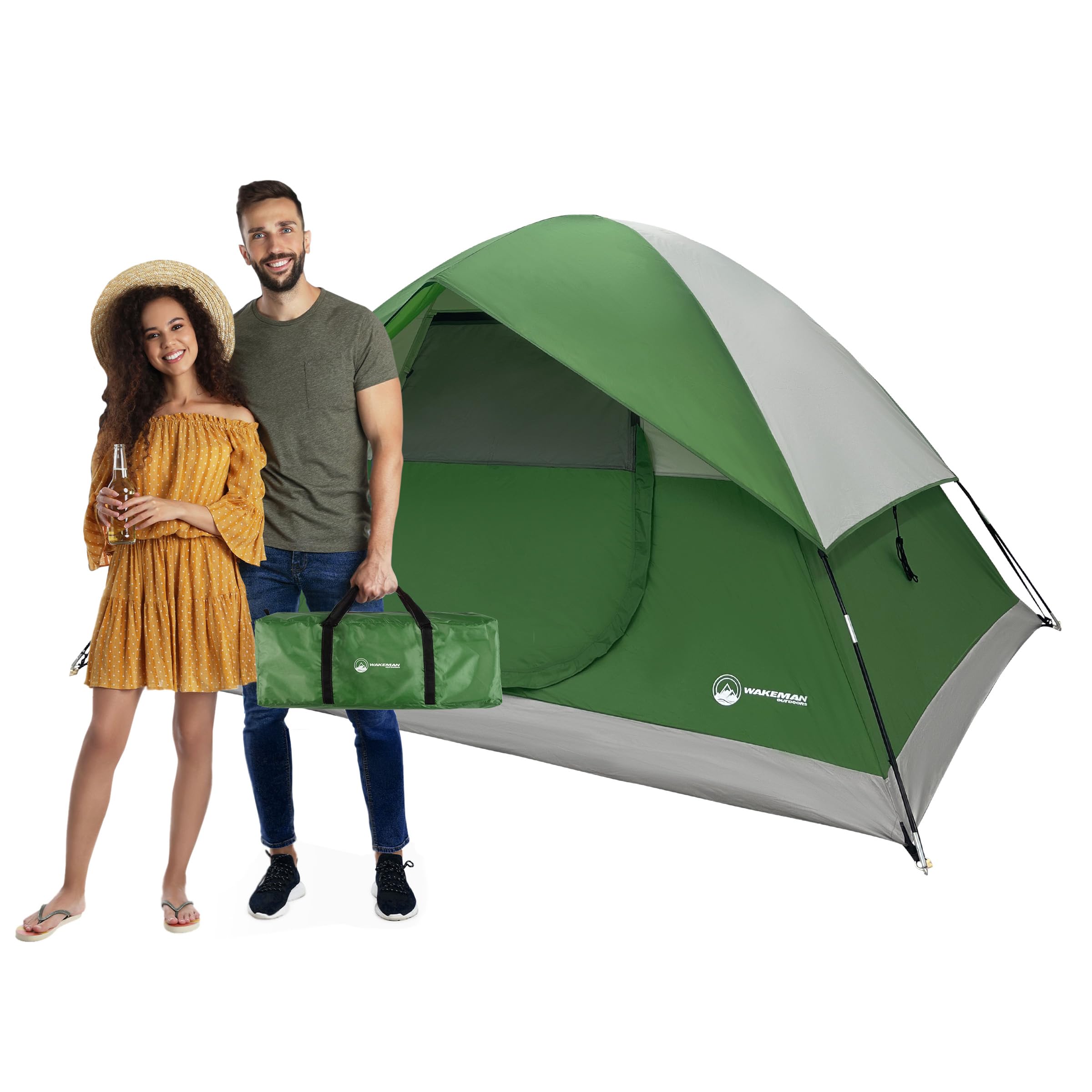 4 Person Camping Tent with Rainfly and Carrying Bag - Easy Pop Up Family Tents for Camping Essentials, Beach, Hiking, Backpackin