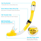 Snorkel Set, Zipoute Snorkel Dry Top Snorkeling Gear For Adults, Panoramic Anti-Leak And Anti-Fog Tempered Glass Lens, Adults Ad