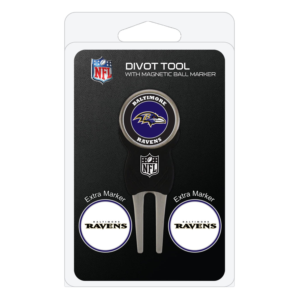 Team Golf Nfl Baltimore Ravens Divot Tool Pack With 3 Golf Ball Markers Divot Tool With 3 Golf Ball Markers Pack, Markers Are Re