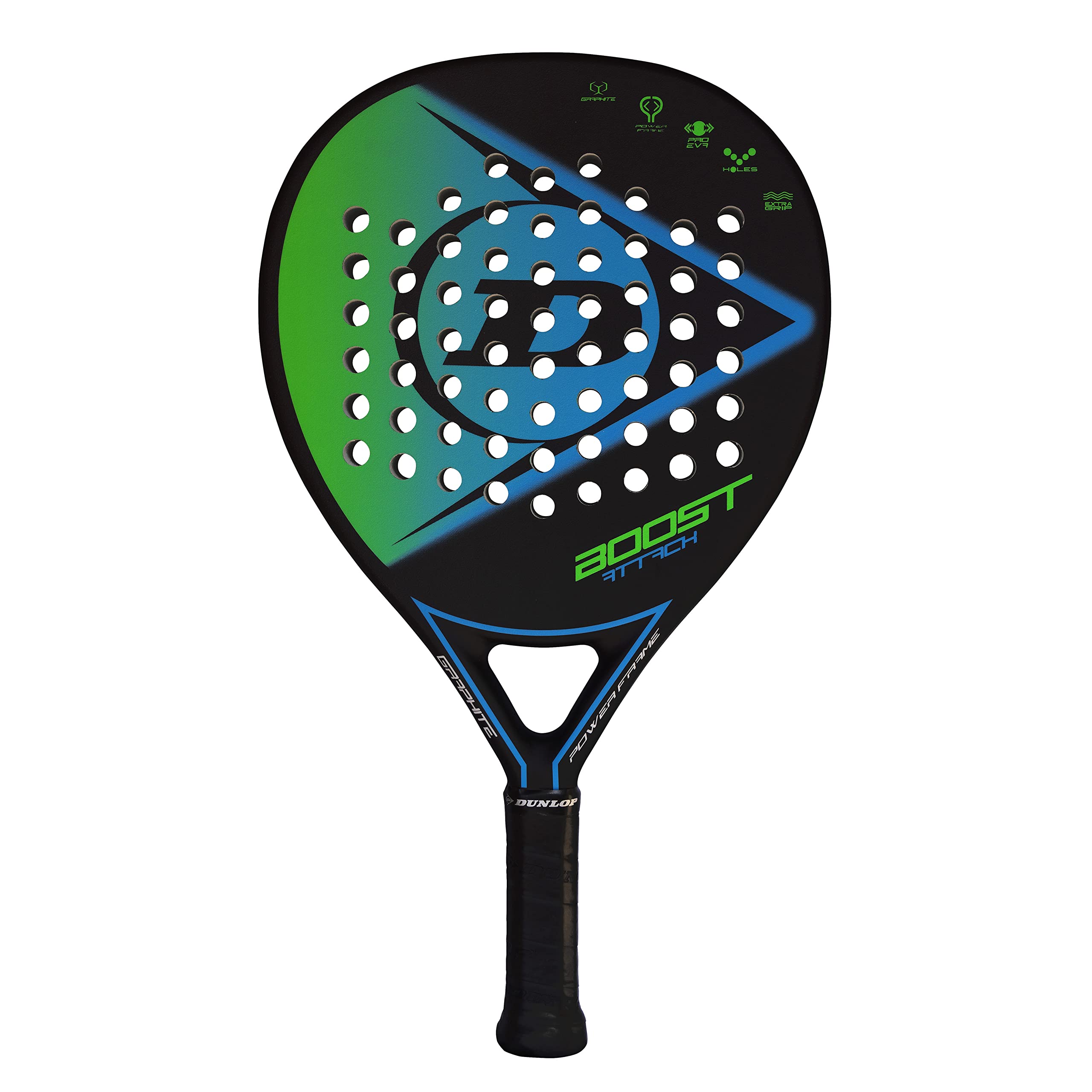Dunlop Sports Boost Attack Padel Racket, Blackgreenblue