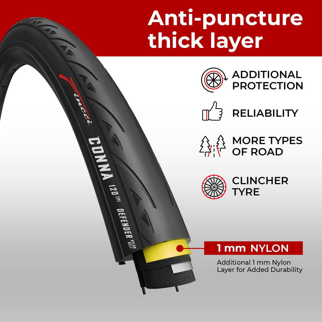 Fincci Pair 700 X 25C Tire Foldable 120 Tpi For Racing Touring Cycling All Season Bicycle - Pack Of 2 Road Bike Tires 700X25C