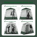 Portable Camping Shower Tent Deluxe Changing Room Easy Set Up Privacy Shelter,Large Toilet Tent 2 Rooms With Floor Drain Design