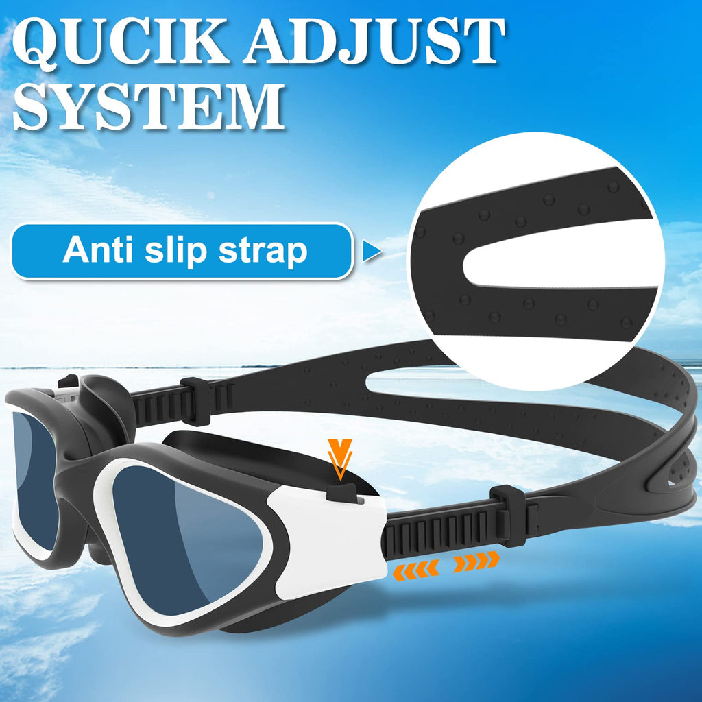Win.Max Polarized Swimming Goggles Swim Goggles Anti Fog Anti Uv No Leakage Clear Vision For Men Women Adults Teenagers (Black&W