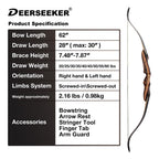Deerseeker Archery 62 Takedown Recurve Bow Set With Right Hand & Left-Handed Riser Laminated Limbs 20-60 Lbs For Adults & Youth,