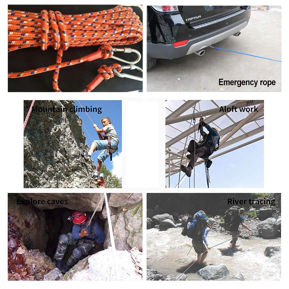Desert & Fox Outdoor Emergency Rope,Camping Ropes Climbing Ropes Diameter 9Mm 10M/20M/30M/50M Wear Resistant High Strength Hikin