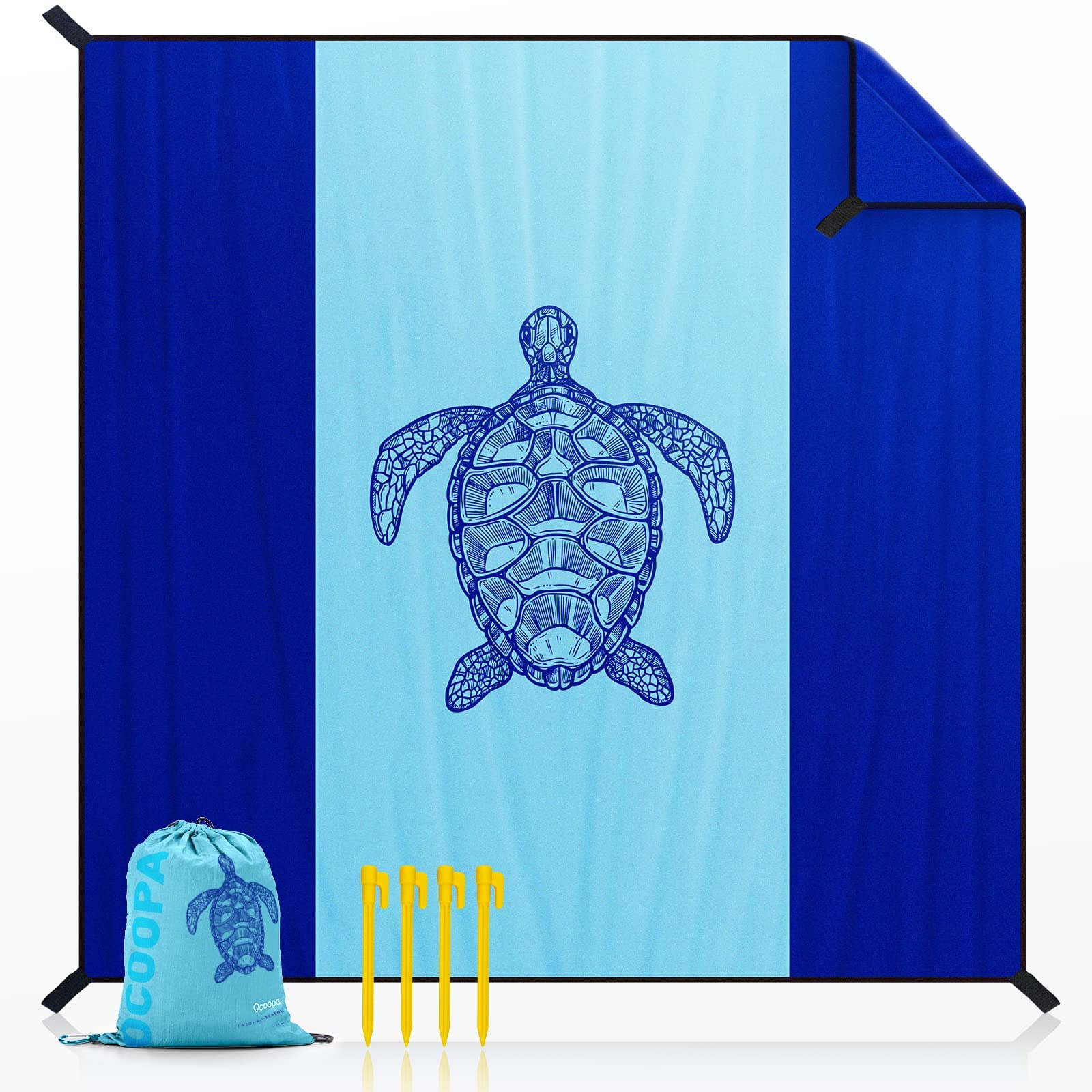 Ocoopa Diveblues Beach Blanket Waterproof Sandproof, 10'X 9' Extra Large, Soft And Durable, Sand Free, Light Weight And Portable