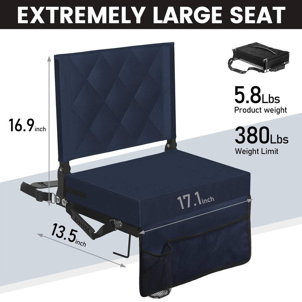 Sheenive Stadium Seats For Bleachers With Back Support, Bleacher Seats With Backs And Cushion Wide, Padded Portable Folding Comf