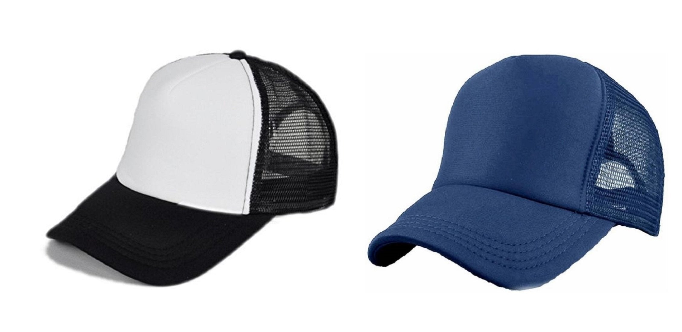 Michelangelo Navy Half Net Cap And Black White Half Net Unisex Cap Combo