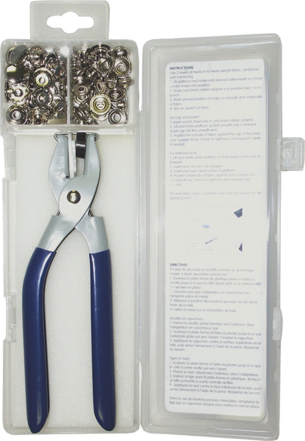 Seasense Fastener Snap Kit 73 Piece With Tool, Silver/Blue (Ss-Sms-5001554)