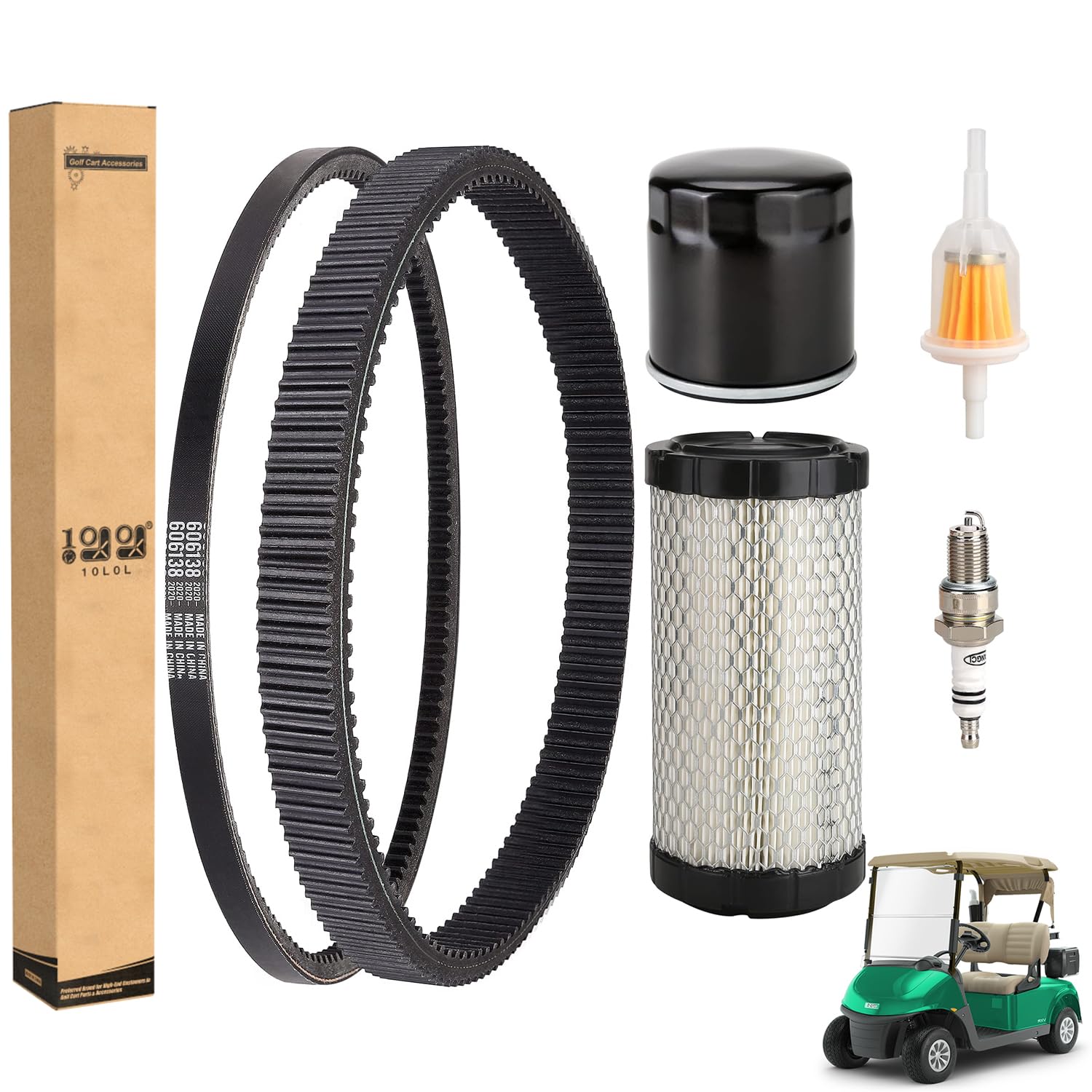 10L0L Golf Cart Tune Up Kit And Drive & Starter Belt Kit Fit Ezgo Txt Rxv 2008-2011 Gas Models With Kawasaki Motor,Oem# 606136,