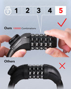 Keystp Bike Lock Cable, Up To 15Mm Thicker Steel Cable, High Security 5-Digit Resettable Combination Bicycle Lock Anti-Theft, Sc