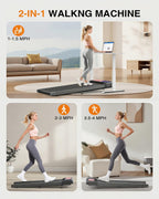 Rjop Walking Pad Treadmill With 0%-5% Incline And App Sync, Small Compact Under Desk Treadmills For Home And Office With Remote