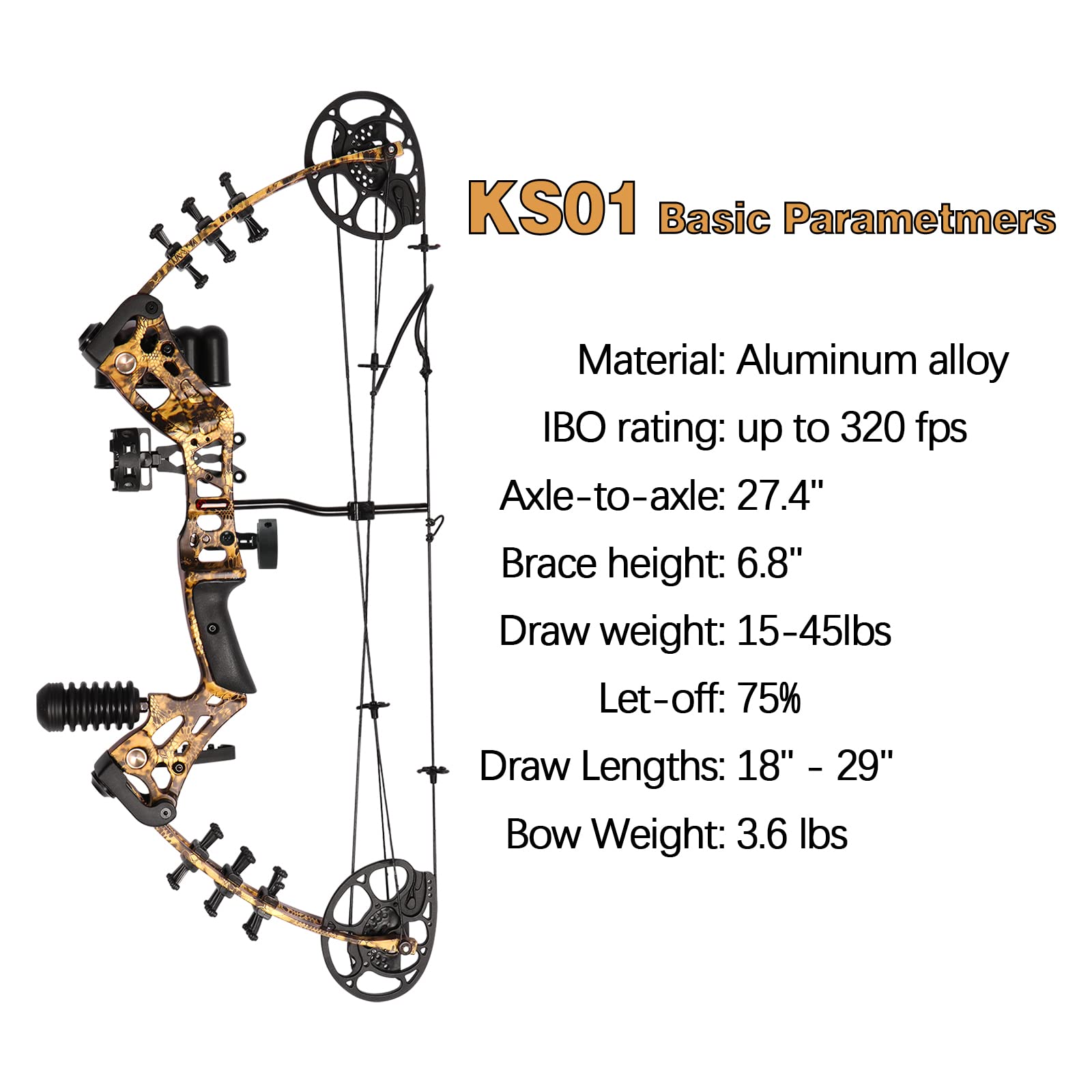 Wuxlisty Youth Compound Bow Set 15-45 Lbs For Teens And Beginner, Package With Archery Hunting Equipment, 3 Pin Sight, Max Speed