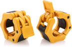 Hacuba Fitness Olympic Barbell Clamps Collars Quick Release Pair Weight Clips For 2 Inch Barbell Orange Citrus