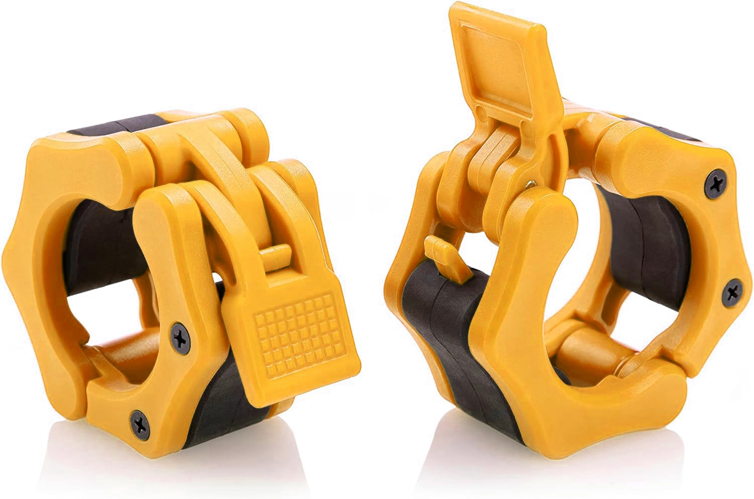 Hacuba Fitness Olympic Barbell Clamps Collars Quick Release Pair Weight Clips For 2 Inch Barbell Orange Citrus