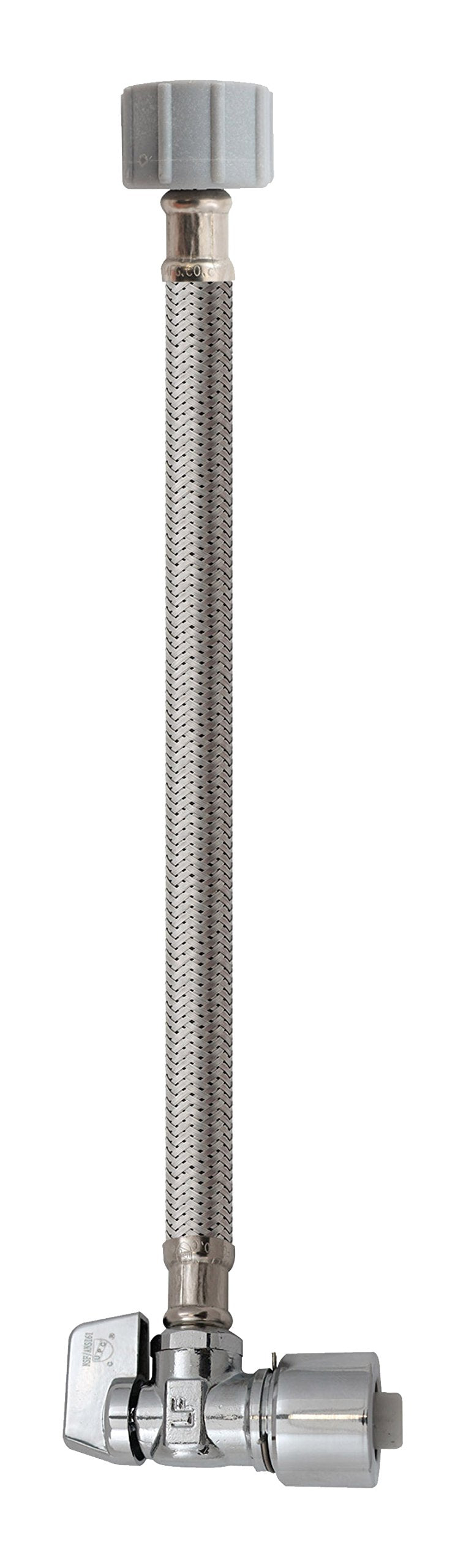 Quarter Turn Angle Valve 5/8-Inch Od By 12-Inch Stainless Steel Toilet Supply, Lead-Free, Quick Lock