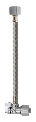Quarter Turn Angle Valve 5/8-Inch Od By 12-Inch Stainless Steel Toilet Supply, Lead-Free, Quick Lock