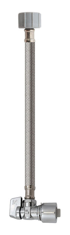Quarter Turn Angle Valve 5/8-Inch Od By 12-Inch Stainless Steel Toilet Supply, Lead-Free, Quick Lock