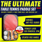 Nibiru Sport Table Tennis Paddles - Professional Ping Pong Paddles Set Of 2 W/ 4 Balls And Storage Case - Table Tennis Equipment