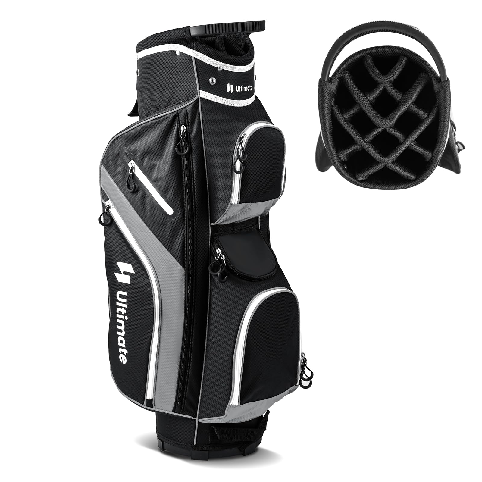 Tangkula Golf Cart Bag with 14 Way Top Dividers, Lightweight Golf Club Cart Bag with 9 Pockets, Cooler Bag, Umbrella Holder, Dua