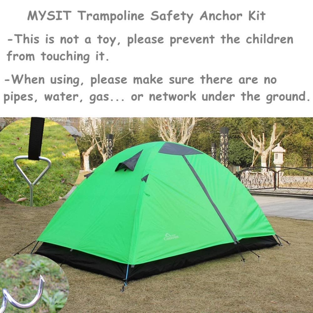 Mysit Trampoline Stakes Trampoline Anchors Heavy Duty Spiral Trampoline Tie Down Anchor Kit 4 Pack, Trampoline Accessories Corks