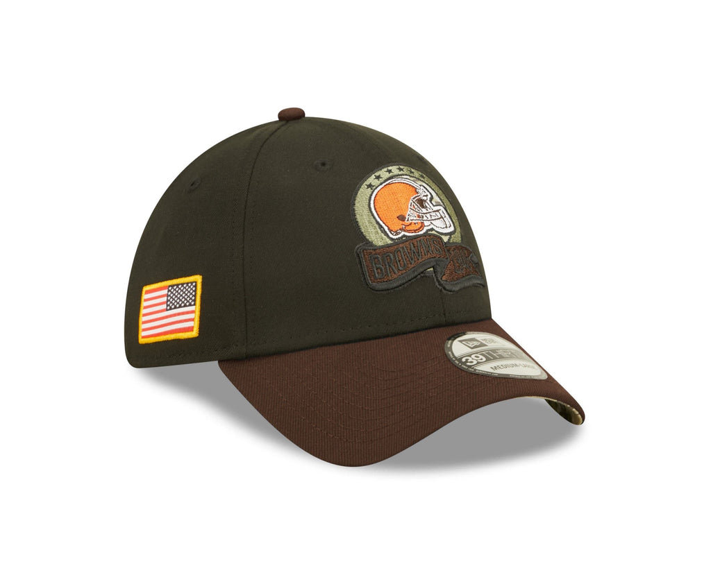 New Era Men'S Black/Brown Cleveland Browns 2022 Salute To Service 39Thirty Flex Hat, Large-X-Large