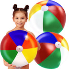 4E'S Novelty Beach Balls 3 Pack 20'' Inflatable For Kids - Toys & Toddlers, Pool Games, Toy Classic Rainbow Color