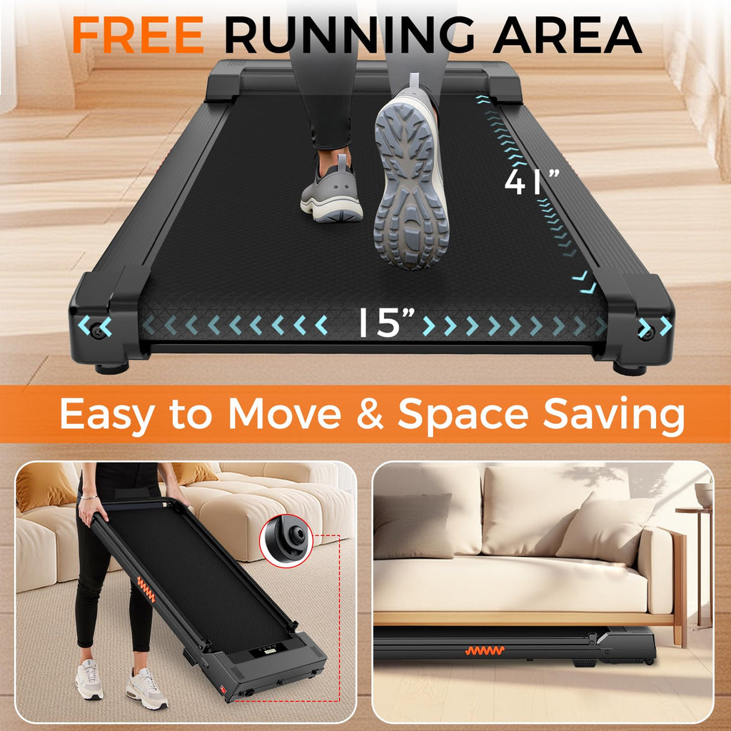 Walking Pad Treadmill, 3.0Hp Walking Pad With Handle Bar, Foldable Treadmills For Home Office, Running Machine With Led Display