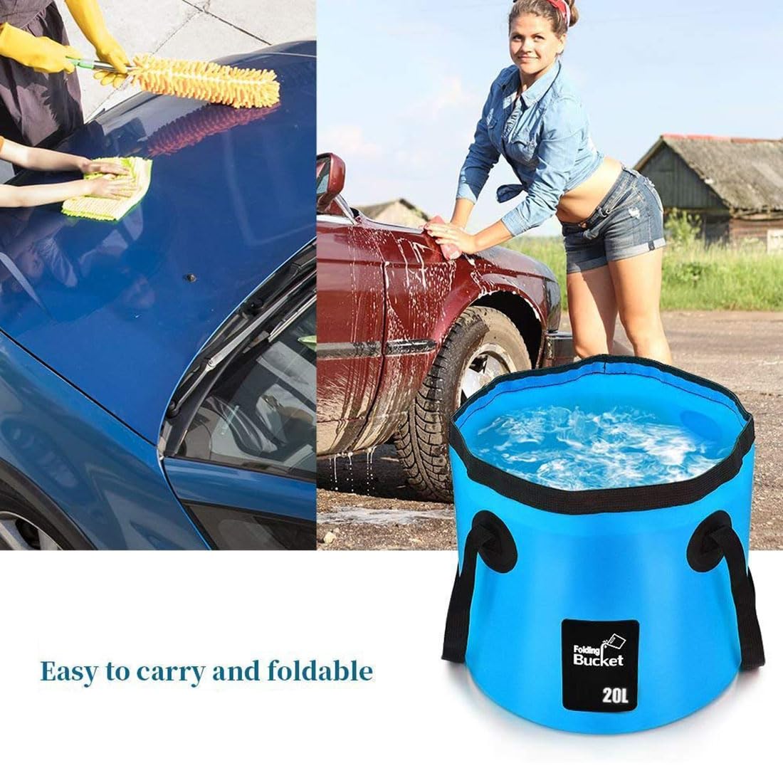 Banchelle Collapsible Bucket Camping Water Storage Container 20 L (5 Gallon) Portable Folding Foot Bath Tub Wash Basin For Trave