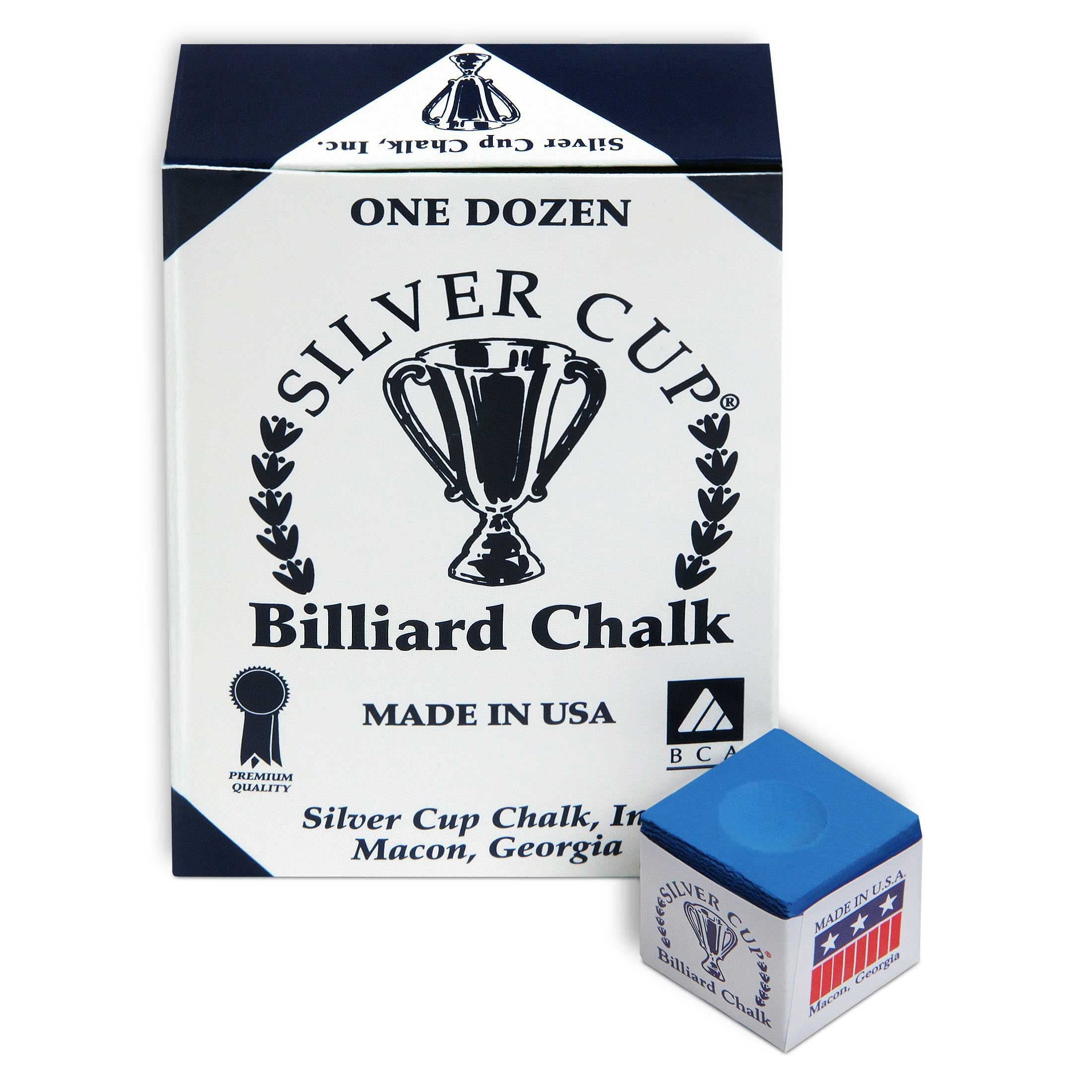 Silver Cup Billiard Chalk - One Dozen (Electric Blue)