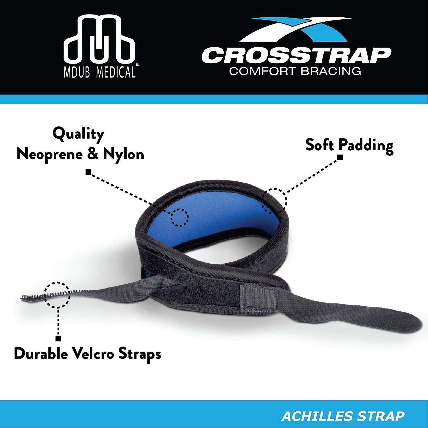 Crosstrap Shin Splint Support Strap  Adjustable Neoprene Shin Splint & Leg Compression Support Strap For Strains, Injuries, Pain