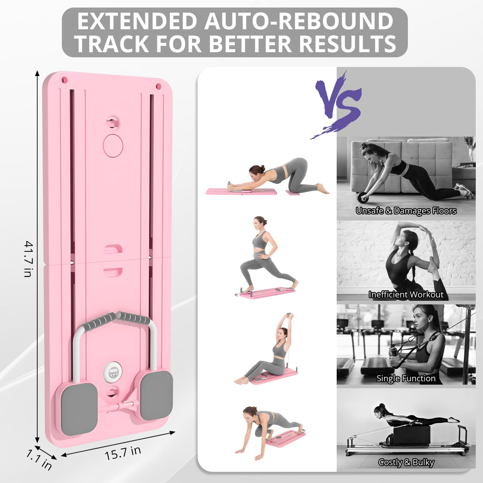 Janua Pilates Board - 2024 Pilates Reformer Set, Multi-Purpose Foldable Pilates Reformer Board For Home, 5 In 1 Pilates Sliding