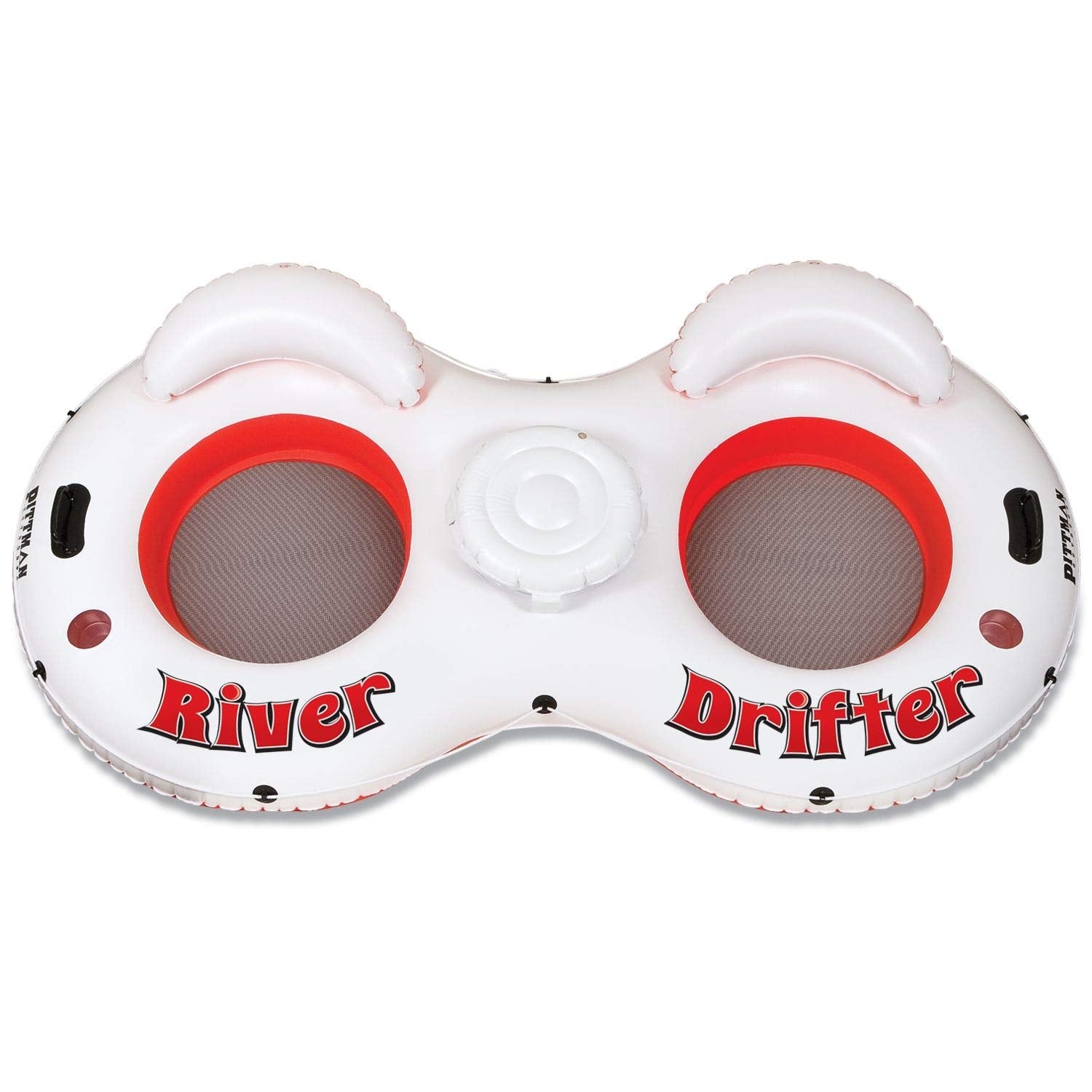 Pittman Outdoors River Drifter Inflatable Water Float Tube With Ice Chest Cooler, 2 Person