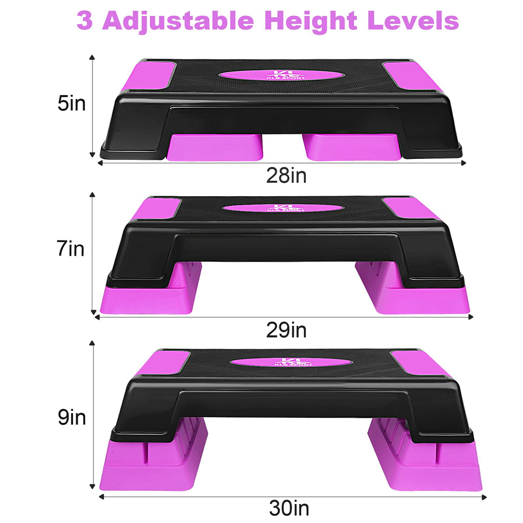Kl Klb Sport 30'' Adjustable Workout Aerobic Stepper In Fitness & Exercise Step Platform Trainer Stepper W/Risers For Strength,