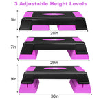 Kl Klb Sport 30'' Adjustable Workout Aerobic Stepper In Fitness & Exercise Step Platform Trainer Stepper W/Risers For Strength,