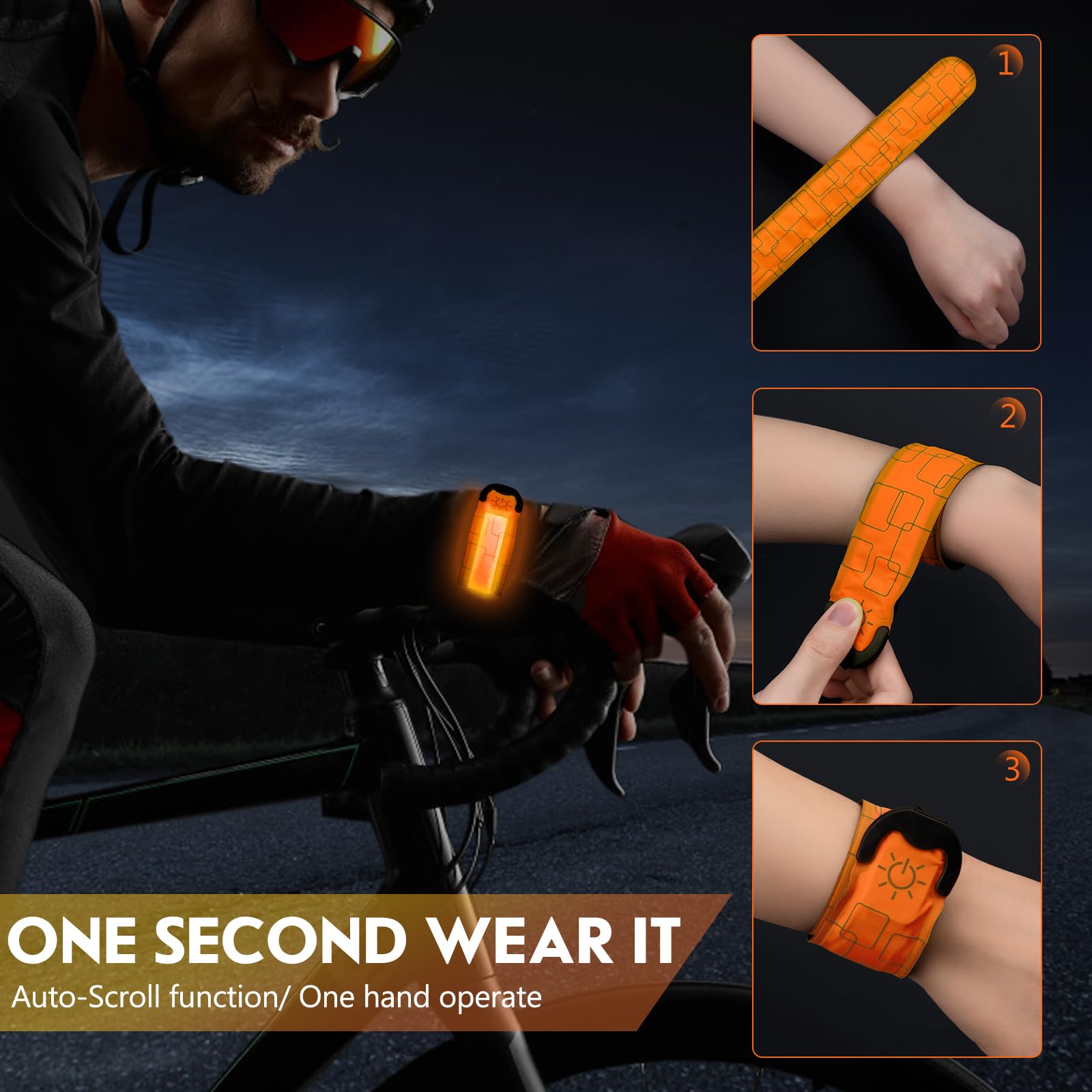 Simket Led Armbands For Running (2 Pack), Usb Rechargeable Reflective Running Gear, High Visibility Light Up Bands Adjustable Ru