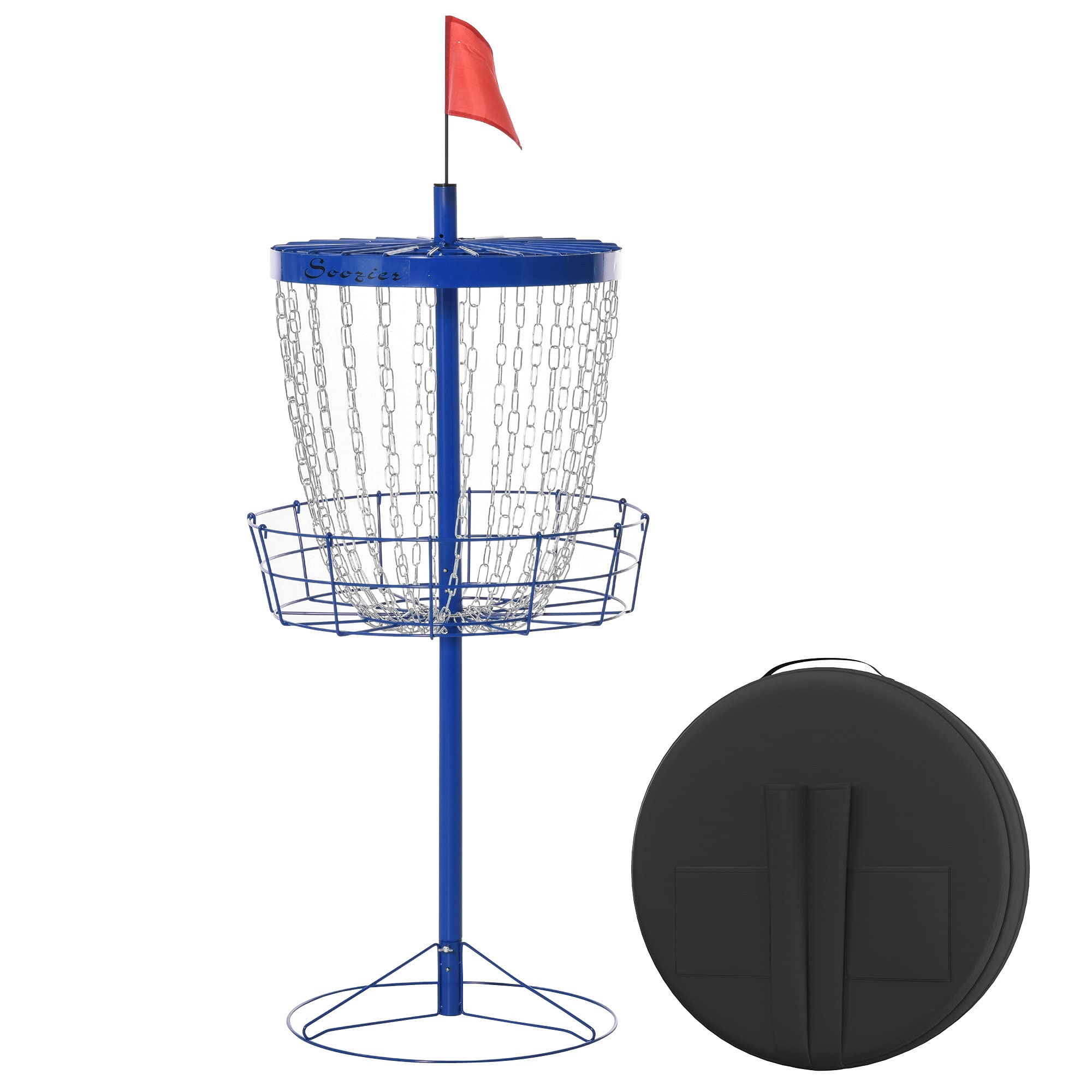 Soozier Portable Disc Golf Basket Target with 24Chain, Travel Bag, Dark Blue