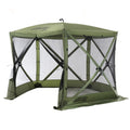 Clam Quick-Set Venture 9 X 9 Foot Portable Pop-Up Outdoor Camping Gazebo Screen Tent 5 Sided Canopy Shelter With Ground Stakes A