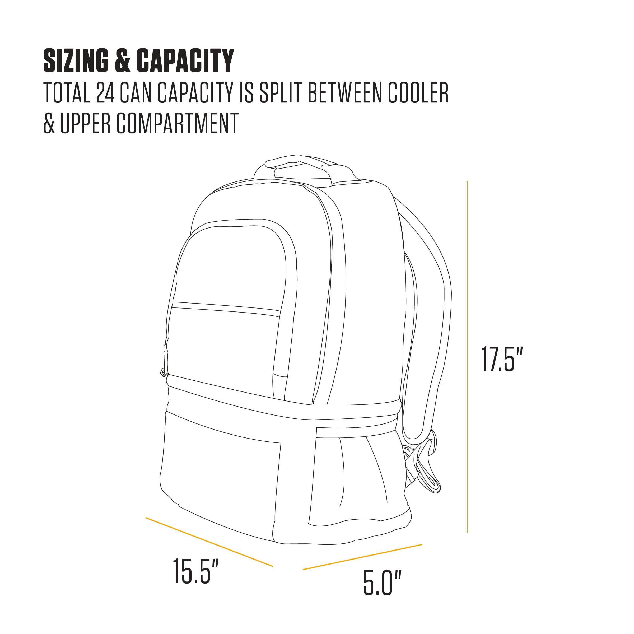 Carhartt Insulated 24 Can Two Compartment Cooler Backpack, Fully-Insulated Base, Durable Water-Resistant For Camping, Beach & Tr