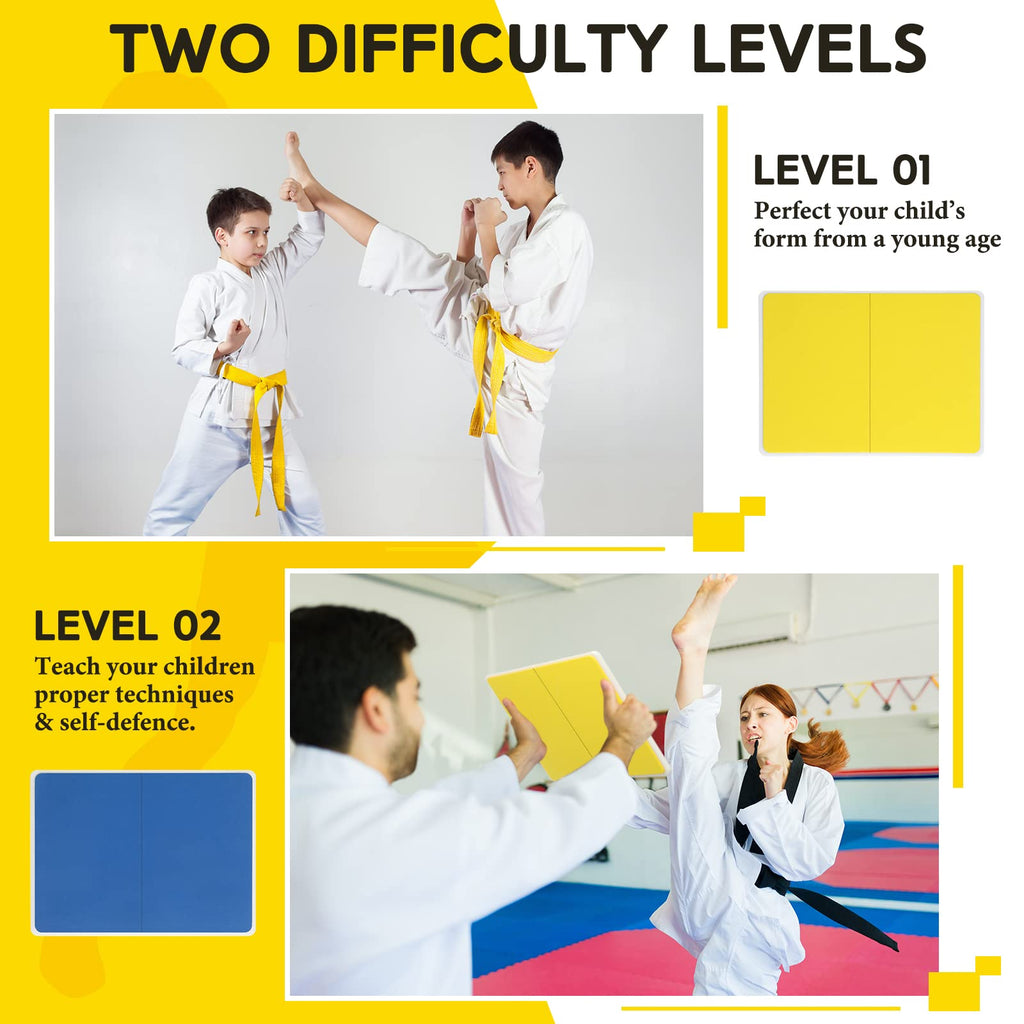 Lenwen 2 Pcs Taekwondo Rebreakable Boards And 2 Kick Pads For Martial Arts Reusable Breaking Boards For Kids Adults Plastic Kara
