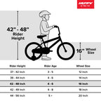 Huffy Disney Frozen 2 16'' Girls' Bike, Ideal For Ages 4-6 Years Old, Removable Training Wheels, Whimsical Wintry Graphics, Stur