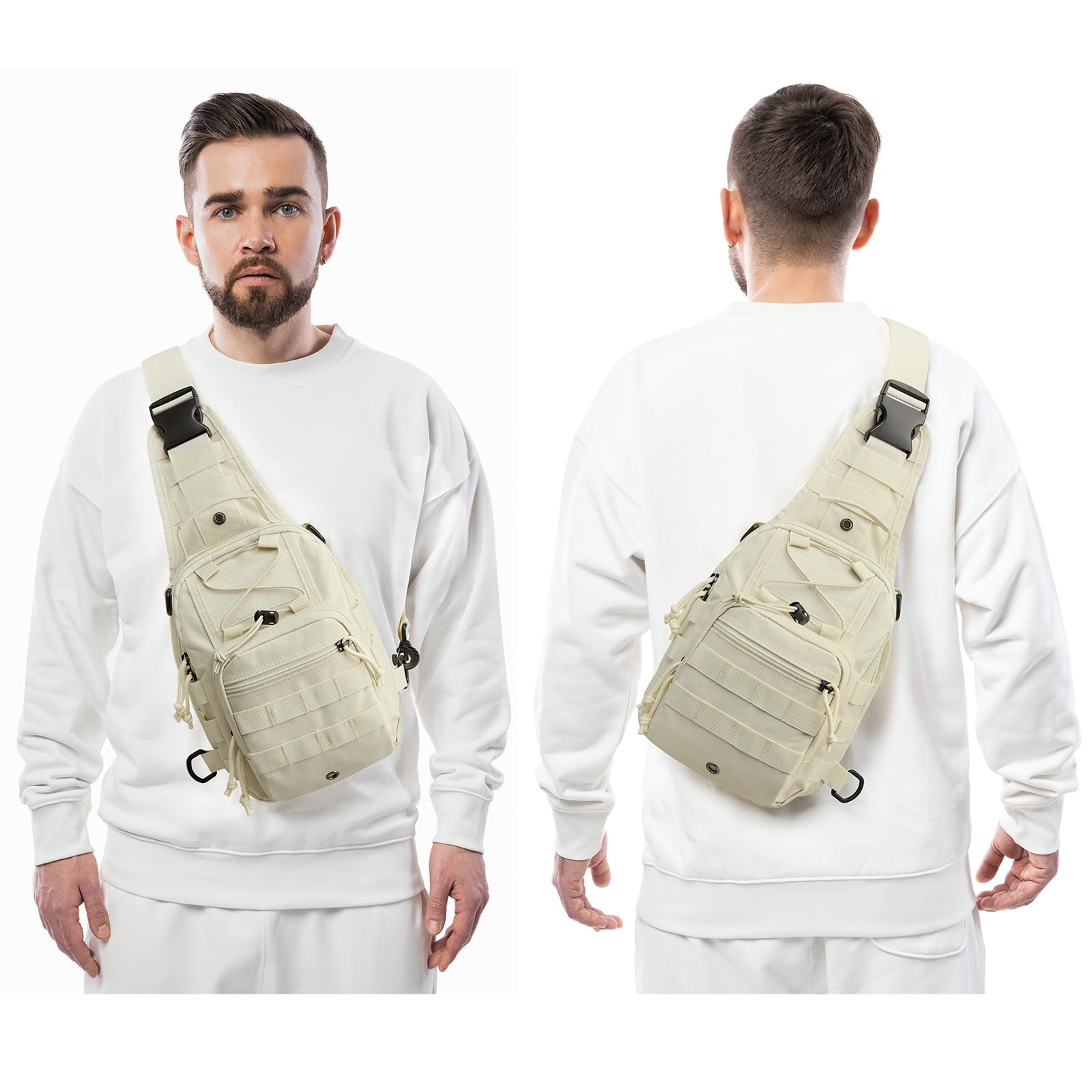 G4Free Outdoor Tactical Bag Backpack, Military Sport Bag Pack Sling Shoulder Backpack Tactical Pack for Every Day Carry (Beige)