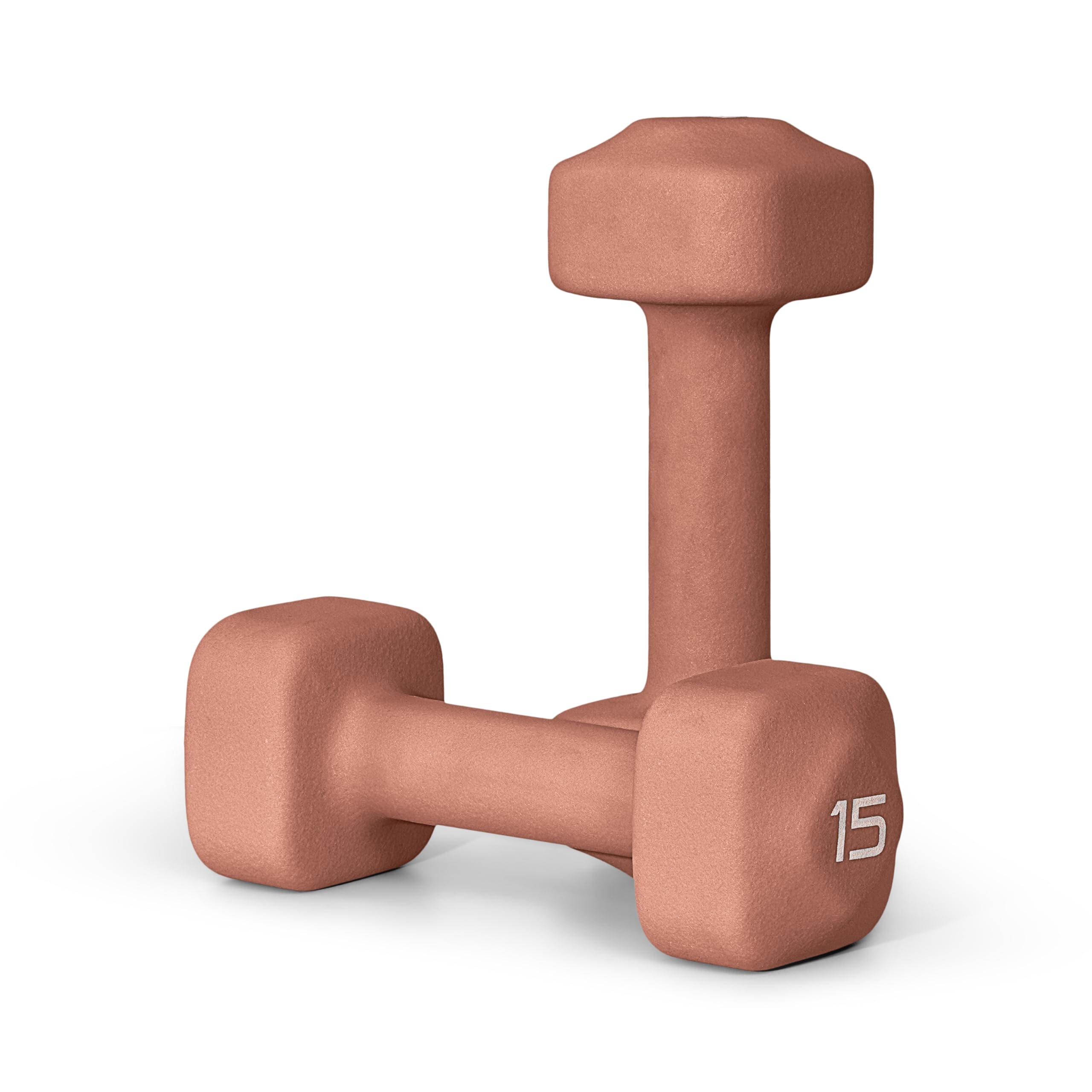 Tone Fitness 15 lb Neoprene Dumbbell Pair for Home Workouts - Non-Slip Design - Orange