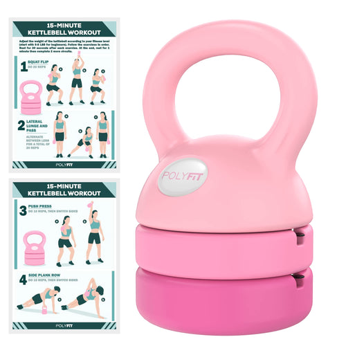 Adjustable Kettlebell - 5 Lbs, 8 Lbs, 12 Lbs Kettlebell Weights Set For Home Gym - Pink