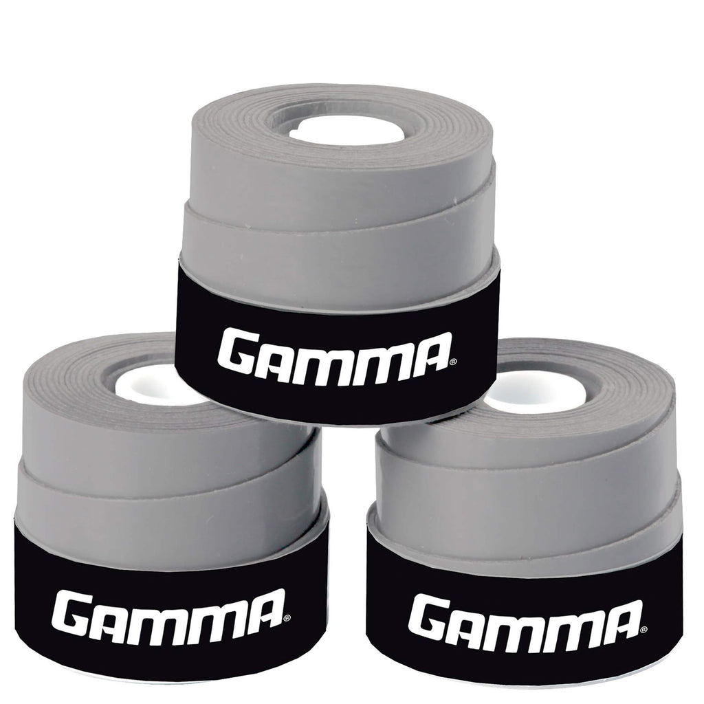 Gamma Sports Supreme Overgrip For Tennis, Pickleball, Squash, Badminton, And Racquetball Racquets, 3-Pack, Grey