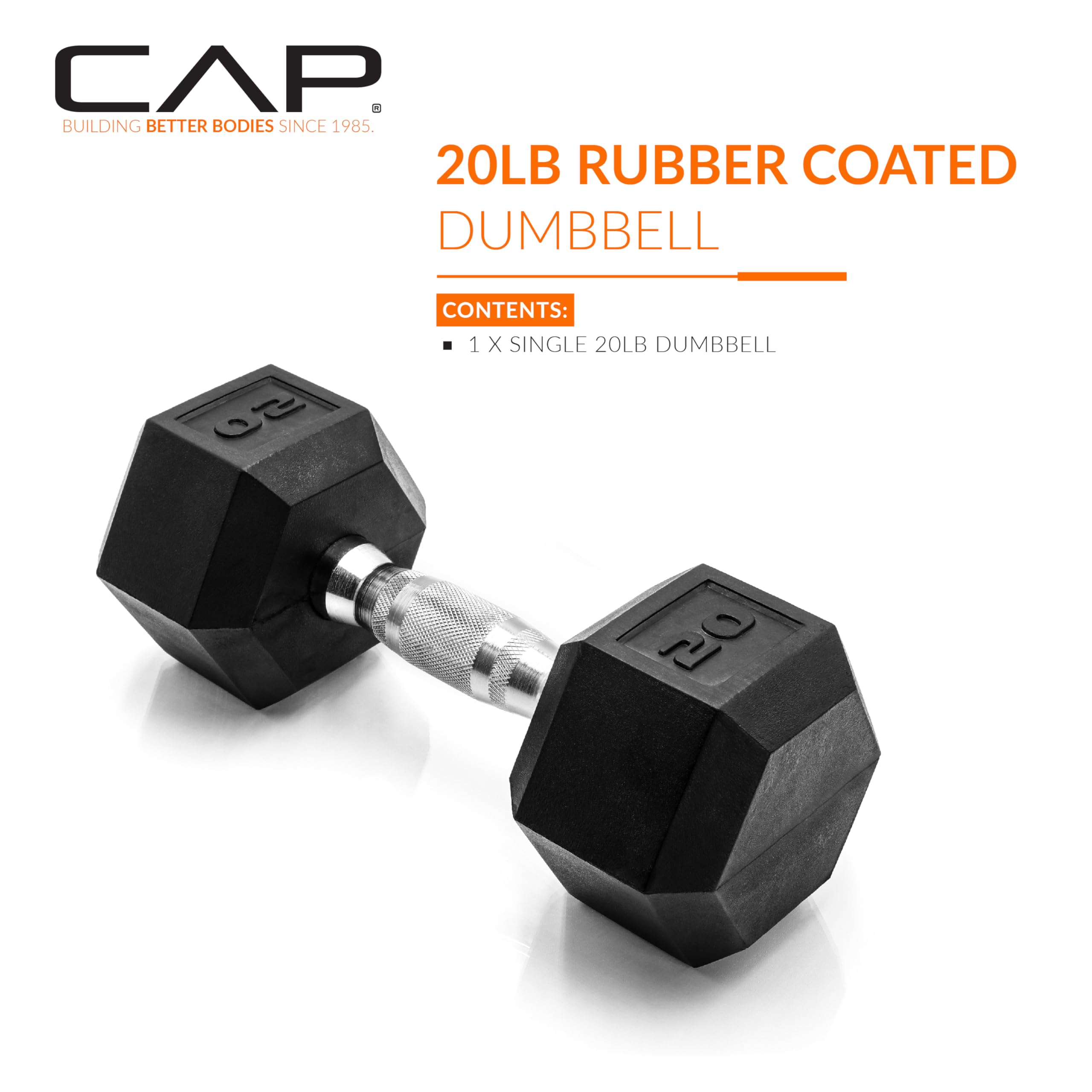 Cap Barbell 20 Lb Coated Hex Dumbbell Weight, New Edition