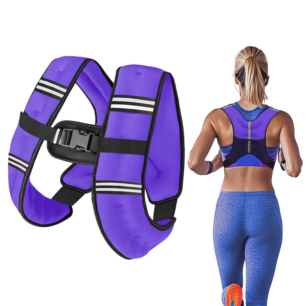 Purple Weighted Vest Women, 8lbs/12lbs/16lbs/20lbs Weight Vest with Reflective Stripes for Workout, Strength Training, Running,