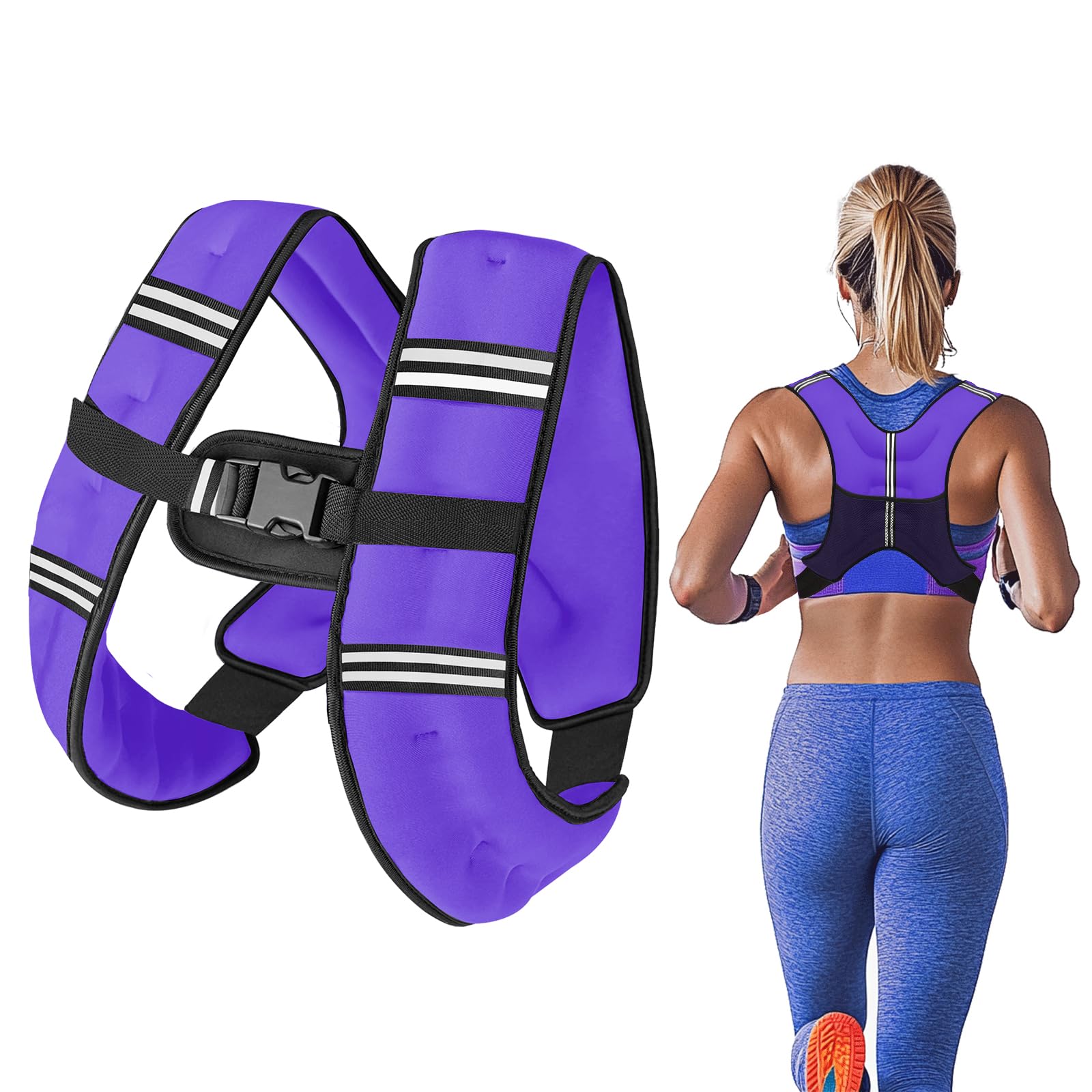 Purple Weighted Vest Women, 8lbs/12lbs/16lbs/20lbs Weight Vest with Reflective Stripes for Workout, Strength Training, Running,