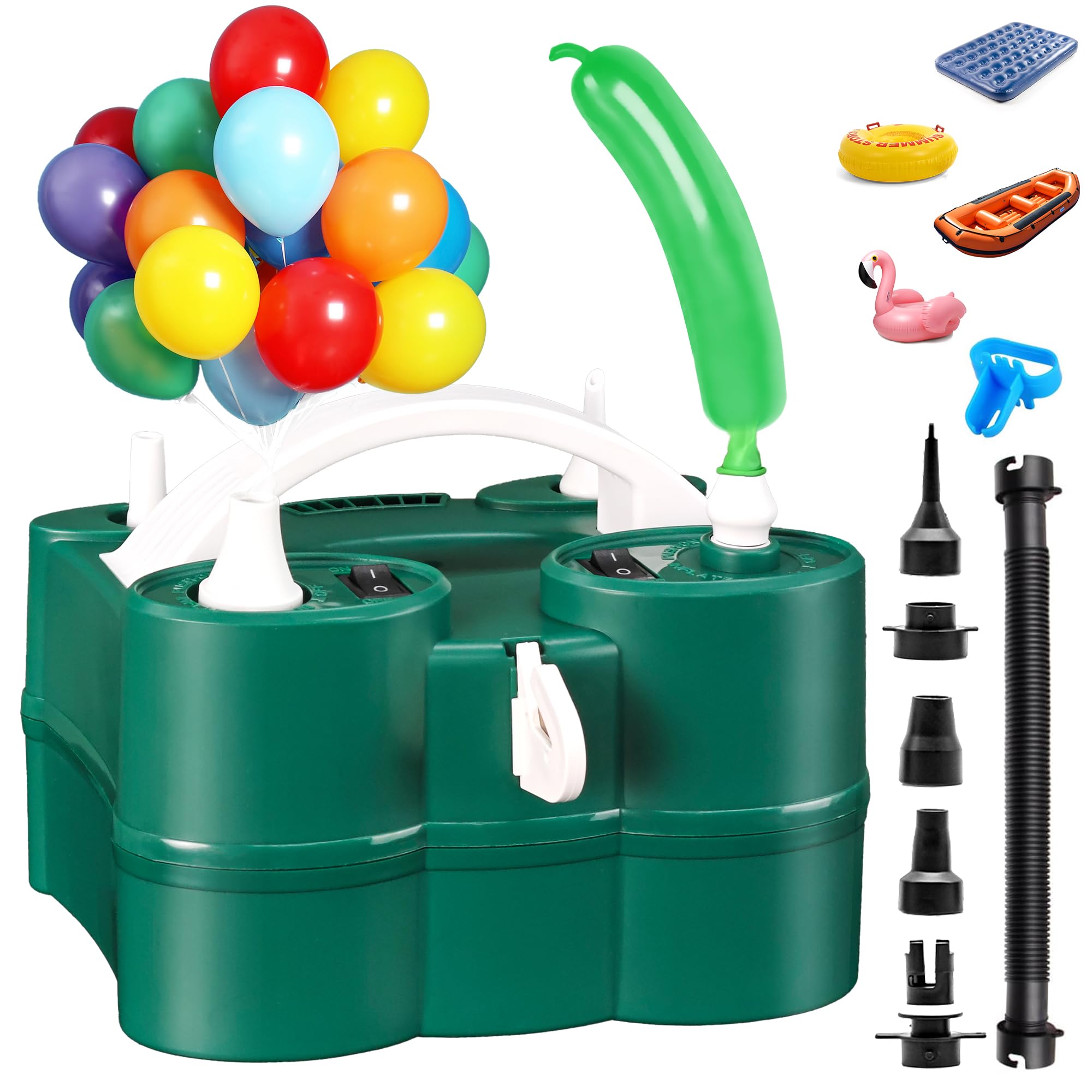 Bezente Electric Balloon Pump, 3-in-1 Portable Electric Air Balloon Blower Machine Balloon Pump Dual Nozzle Balloon Inflator for